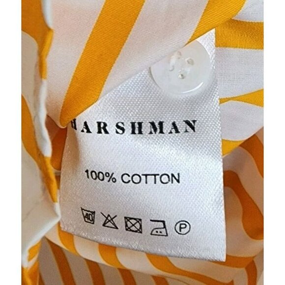 NWT Harshman Ruffle Sleeve Selina Button Down Blouse Marigold Stripes Sz Medium - Picture 5 of 5
